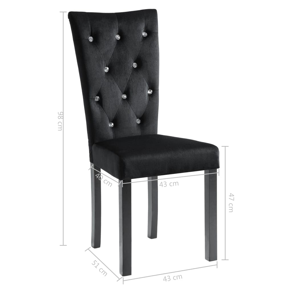 vidaXL 4X Sillas de Comedor de Terciopelo Negro Mobiliario para Casa y Hogar