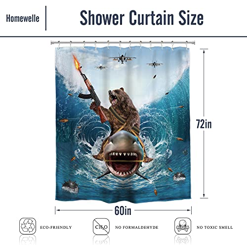 Image of Funny Cool Humor Shower Curtain Men Adults Ocean 60Wx72H Inch Decor