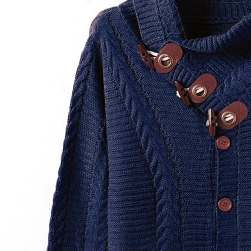 Men's Cardigan Warm Solid Outdoor Sweater Turtleneck Stylish Fall Winter Sweater Button Up Knitted Casual Sweaters3