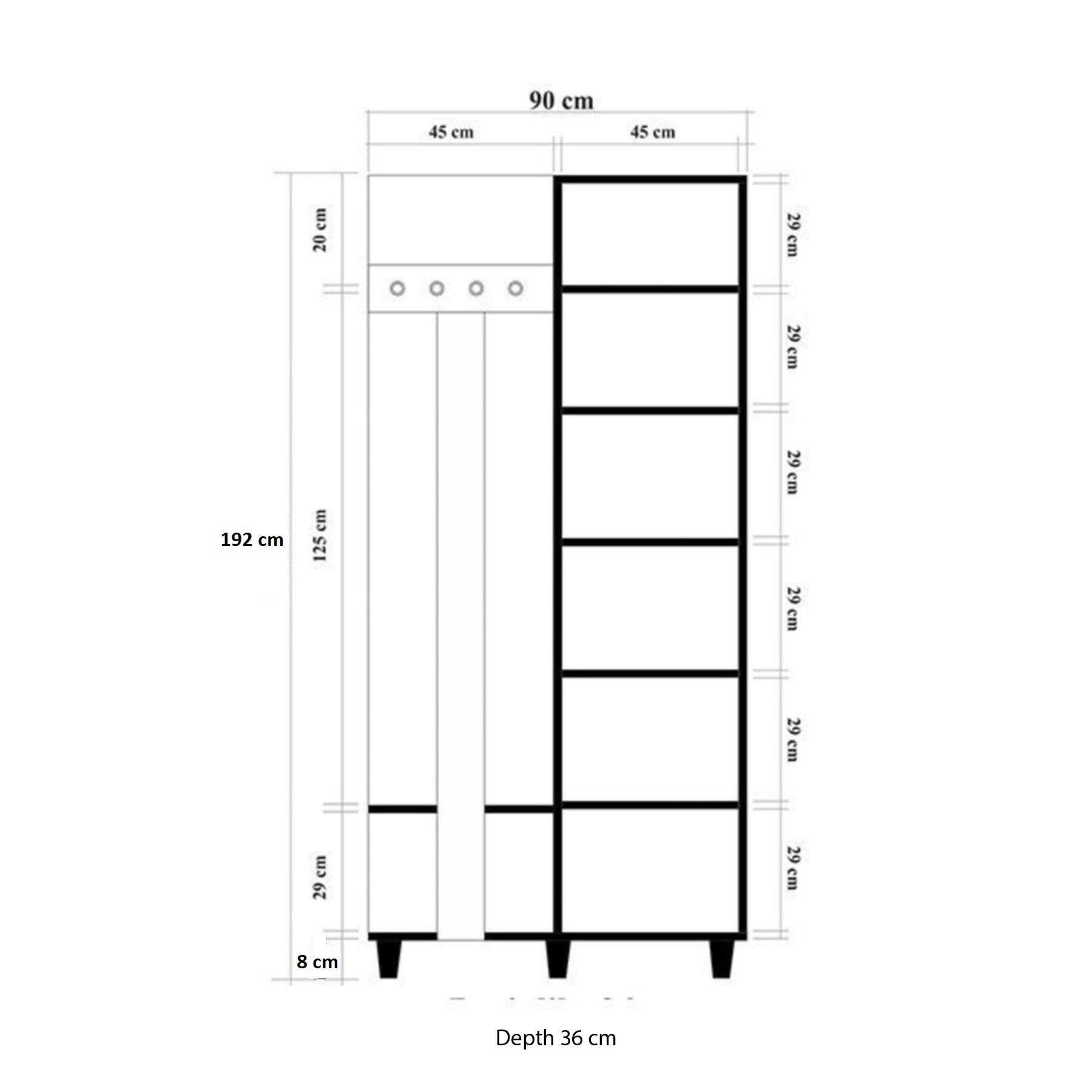 Dmora - Mobile da ingresso Azhaf, Entratina appendiabiti, Composizione per atrio, Consolle portaoggetti multifunzione, 90x36h194 cm, Quercia