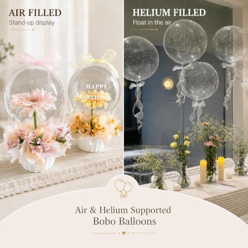 Image of Togvu Bobo Balloons, 20Inch Large Clear Balloons for Stuffing, 20Pcs Helium /Air Transparent Bubble Balloon for Birthday Graduation Valentines Wedding Christmas Party DIY Decorations