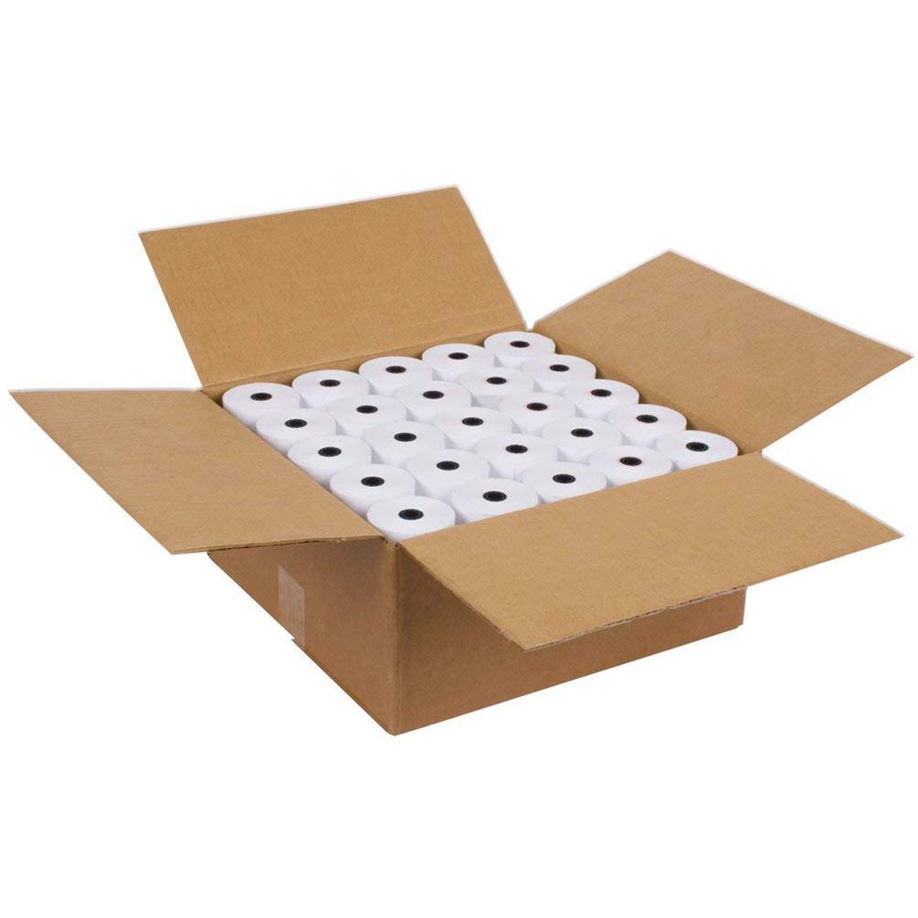 Lot de 50 rouleaux de papier thermique de rechange - 57 mm x 12 mm - Convient pour caisse, caisse enregistreuse POS et calculatrices de bureau imprimées (blanc, 50 rouleaux/L : 50 m)