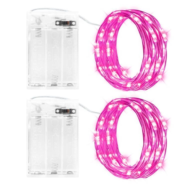 cshare LED Lichterkette Batterie, 2x 3M 30LED Kupferdraht Lichterketten Akku mit Timer Wasserdicht Fairy Lights für Zimmer Garten Krüge Weihnachten Innen Außen Dekoration,Rosa
