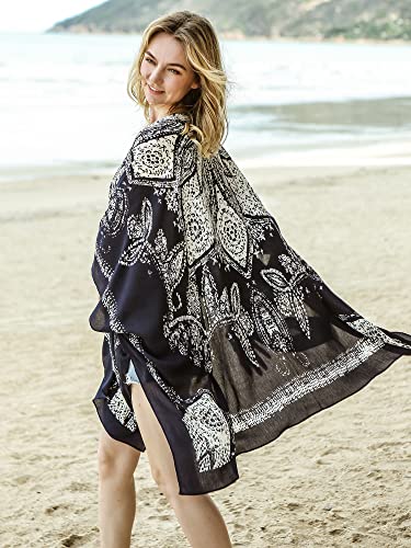 Image of Spicy Sandia Kimonos for Women Floral Beach Cover Up Loose Swimsuit Bathing Suit Coverup Cardigan for Summer Swimwear