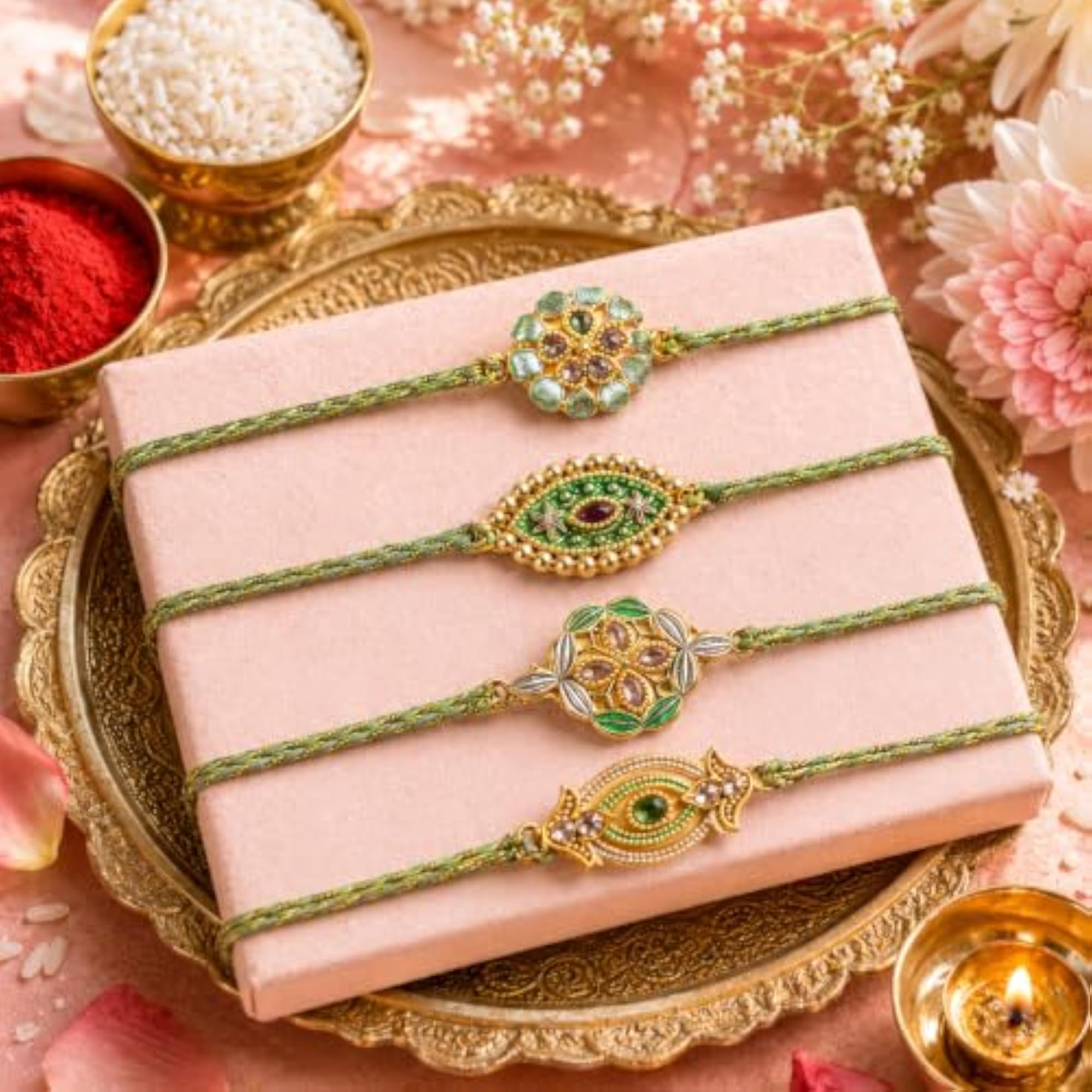 Designer Rakhi Set for Brother with Magnet Gift