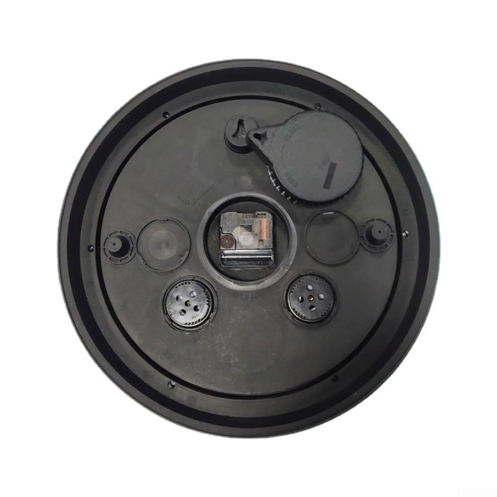 Reloj de pared para exteriores, 15 pulgadas, silencioso, sin tictac, con temperatura y humedad, termómetro de jardín impermeable, higrómetro, funciona con pilas (A)