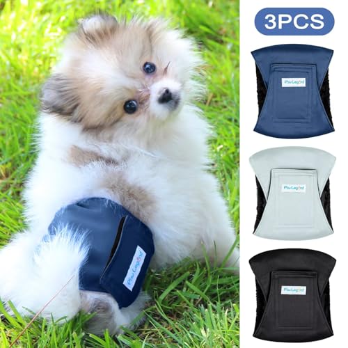 Image of Paw Legend Washable Dogs Diapers Male Dog Belly Bands for Male Dogs Diapers Reusable Puppy & Doggie Diapers Male (3 Pack, X-Small)