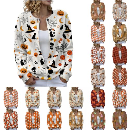 Halloween Sweaters for Women Pumpkin Cardigan Ghost Print Fall Clothes 2026 - image 1