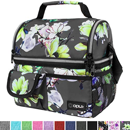 OPUX Insulated Dual Compartment Lunch Bag for Men, Women | Double Deck Reusable