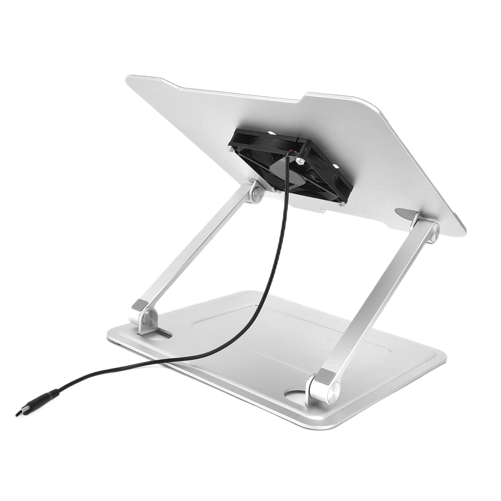 Domary Riser Pieghevole per Laptop con Ventola di Raffreddamento Design in Lega di Alluminio per da 10-17,3 Pollici Argento