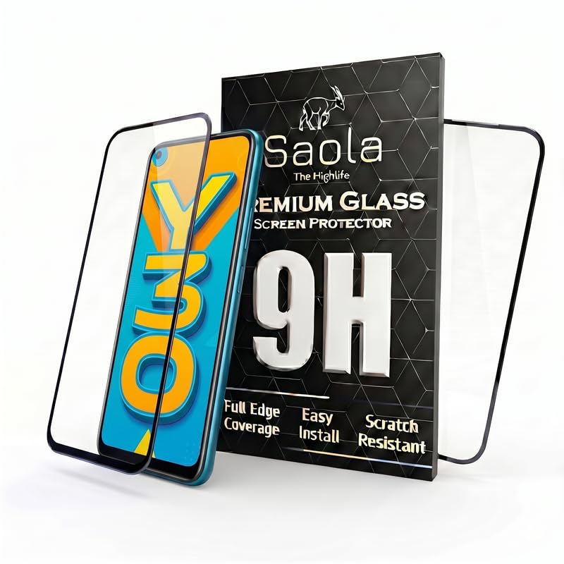 Image of Saola HD+ Oleophobic Tempered Glass Screen Protector For Vivo Y30 (Pack Of 2) with Free Installation Kit. Full screen Coverage - 6.47 inch