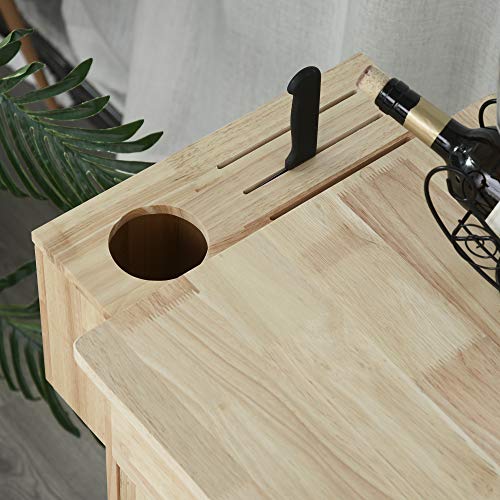 HOMCOM Wooden Rolling Kitchen Island Utility Storage Cart with Drawers, Door Cabinets, and Towel Rack for Dining Room