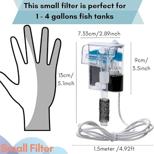 Holoaqua Hang On Small Aquarium Filter 40 Gph With Multilayer Filtration & Adjustable Flow Rate Function thumb #3