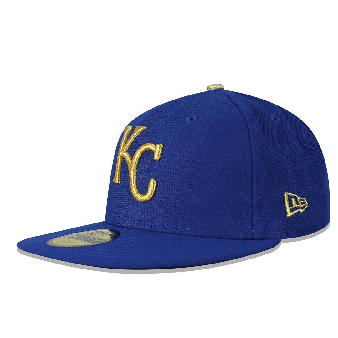 New EraMens 2017 MLB Game Authentic On Field 59Fifty Cap Kansas City Royals, Royal/Gold, 7 1/8