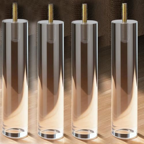 AUJLKJOUV Transparente Pies Pernos roscados M8 Patas de Acrílico para Muebles,Reemplazo Cocina Gabinete para Armarios Cómoda Aparador Mesita de Noche 4 Piezas