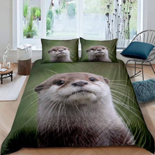 Bettwäsche 135x200 Maulwurf Bettwäsche Set 3D Bettbezug Set Weich Microfaser Bettbezüge 3 Teilig Niedliche Tiere 3D-Druck Bettwäsche-Sets für...