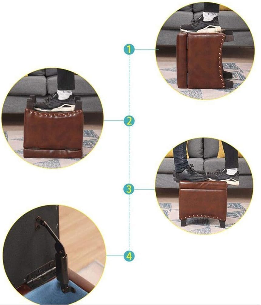 Ottomans Foot Stool Square Square Storage Osman Skórzana podnóżka z pokrywką z drewnianymi nogami Mała podnóżek Walczka salon puffe podnóżek mały podnóż