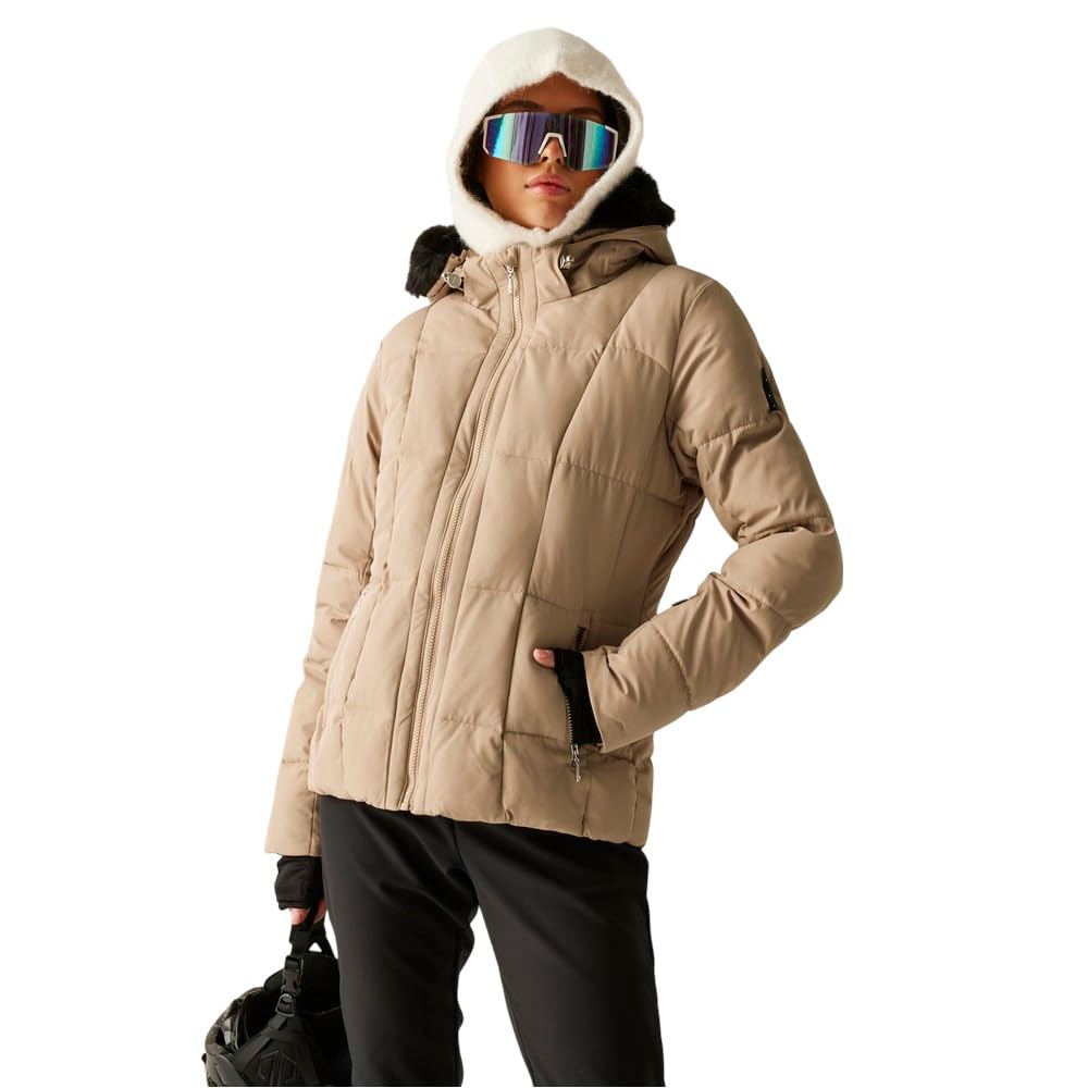 Dare 2B Women's Beige Glamourize Waterproof Insulated Padded Ski Jacket In Size 12