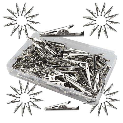 Senvenelec 120 morsetti a coccodrillo, alligatore, clip, morsetti di prova in metallo, utilizzati per test elettrici e modifica fai da te.