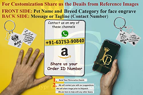 Image of Jypr Customized Pet ID Tag Personalize Black Engraved Name Collar Tag for Your Loving Pet Dog, Cat, Puppy, Horse (Round Face Tag, 35 MM Diameter and 1.5 Thick with Little Bone Charm)