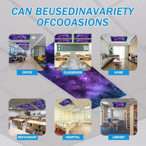 Image of 8 Pcs Fluorescent Light Covers with 80 Magnets Decorative for Classroom Ceiling Light 4 x 2 Feet Magnetic Light Covers Filter Easy Install for Office Hospitals & Home Drop Ceiling Supplies