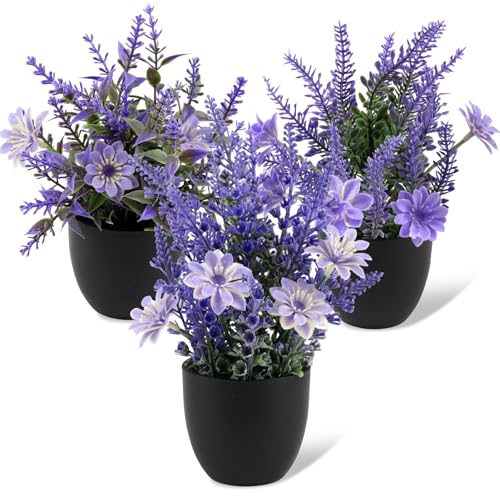 JINXIAN 3 Piezas Plantas Artificiales Decorativas 21 cm Flores Artificiales Decoracion con Maceta Negra Adecuada para El Díd del Maestro Navidad Doble Noveno Festival Planta Artificial Pequeña