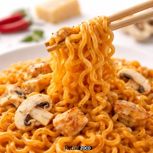 Miniatura 6 de Ramen Con Fideos Salteados Con Pollo Picante Samyang Buldak, Hot Chicken Ramen Carbonara, Hot Chicken Ramen Instantáneo Muy Rico Y Picante, Sabor A Carbonara, Pack 5 Paquetes De 130g Cada Uno