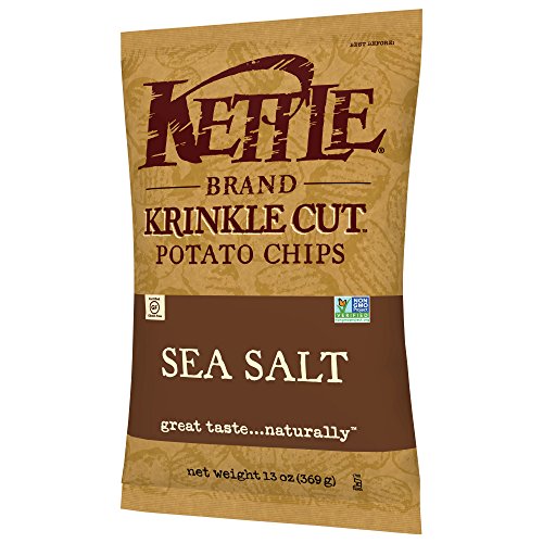 Image of Kettle Brand Potato Chips, Krinkle Cut Sea Salt, 13 Ounce Bag