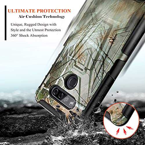 E-Began Case Compatible For Lg Stylo 6 With Tempered Glass Screen Protector (Full Coverage), Belt Clip Holster Kickstand Protective Hybrid Cover Heavy Duty Armor Defender Shockproof Rugged Case -Camo #TOP4