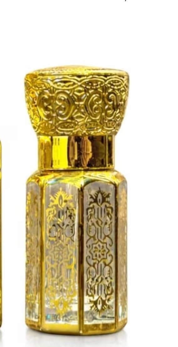 Fancy Empty Attar Bottle 6 ml Golden Cap Octagonal Glass Pack of 3 | with Dip Stick, Transparent Glass, Antique Design, Decorative Bottle, Essential Oil Use-image-47