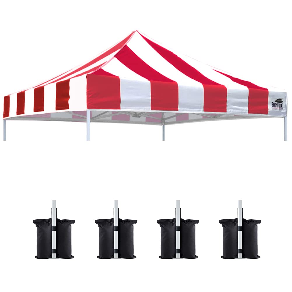 Eurmax USA New 10x10 Pop Up Canopy Replacement Canopy Tent Top Cover, Instant Canopy Top Cover ONLY, Choose 30 Colors,Bonus 4PC Pack Weight Bag (Stripe Red)