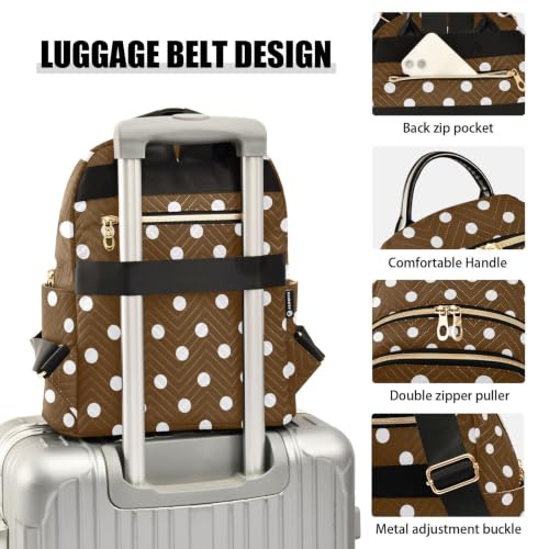 Image of ALAZA Brown Polka Dots Pattern Small Backpack Purse for Women Travel Bag Fashion Daypack Back Pack Shoulder Bag