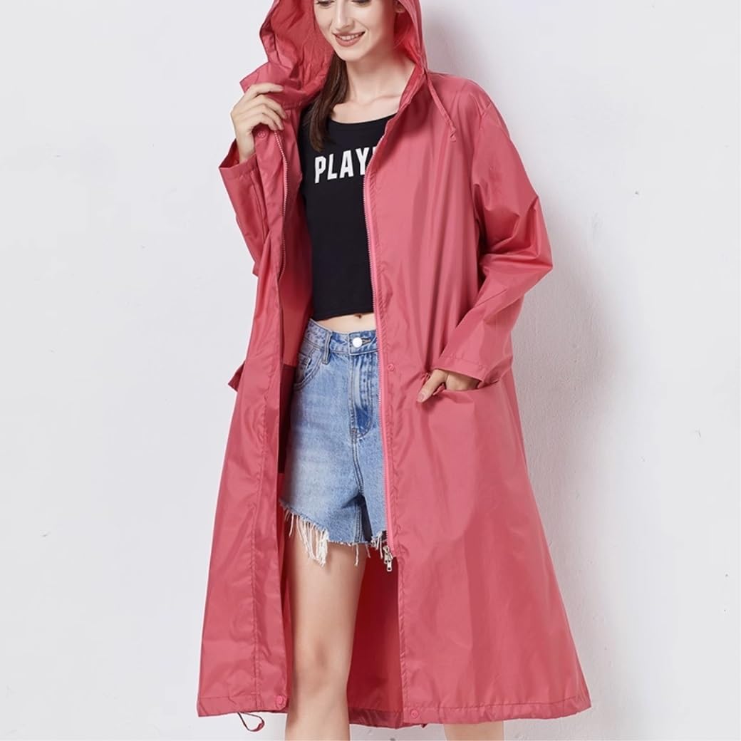 Poncho Antipioggia Giacca A Vento Sottile E Sciolta, Impermeabile in Tinta Unita, da Viaggio per Adulti, Maschio E Femmina Mantella Antipioggia(Pink,XXL)