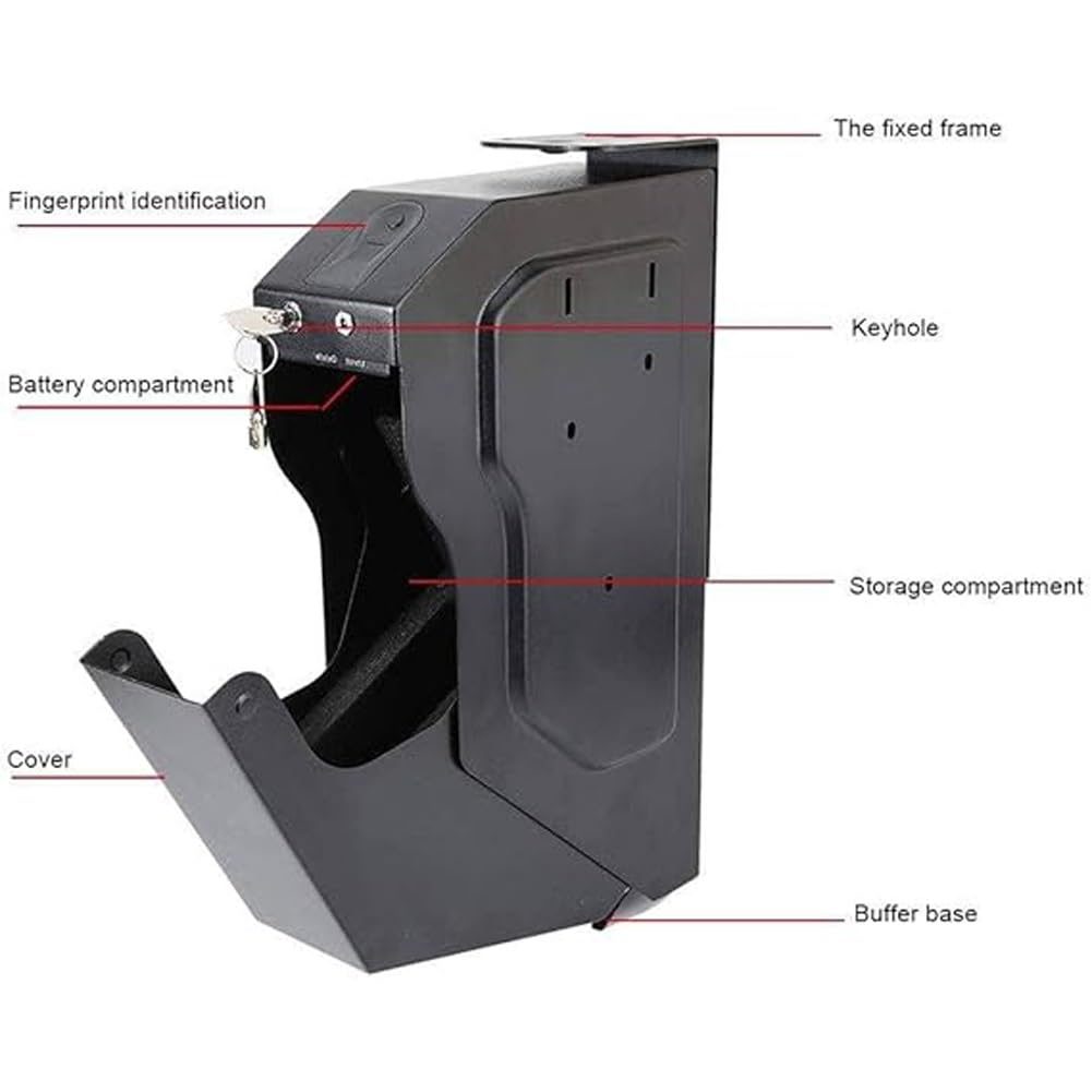 Biometryczny sejf na broń z odciskiem palca, automatyczna szafka ścienna na broń, sejf na broń, szafka biurkowa, sejf na gotówkę, sejf na broń z klawiaturą i 2 kluczami, szybki dostęp do podróży