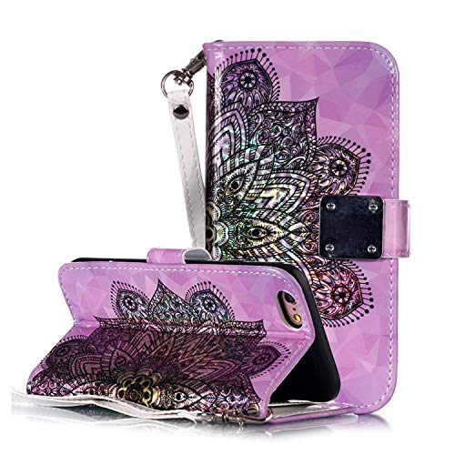 Wallet Case for iPhone 6s/iPhone 6, Yoomer Shockproof 3D Pattern Kickstand Case [Wrist Strap] Premium PU Leather Magnetic Flip Folio Soft TPU Bumper Case with Card Holder ID Slot for iPhone 6/6s