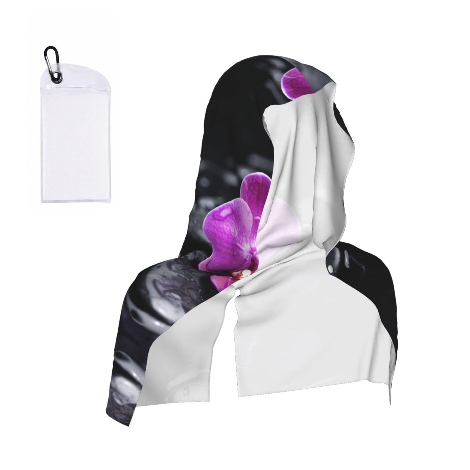 WXWJSHMGC Flowers Print Cooling Hoodie Towel, Cooling Towels For Neck And Face Sun Protection Instant Cool Hoodie(Sport/Camping/Work Out/Hot Weather)