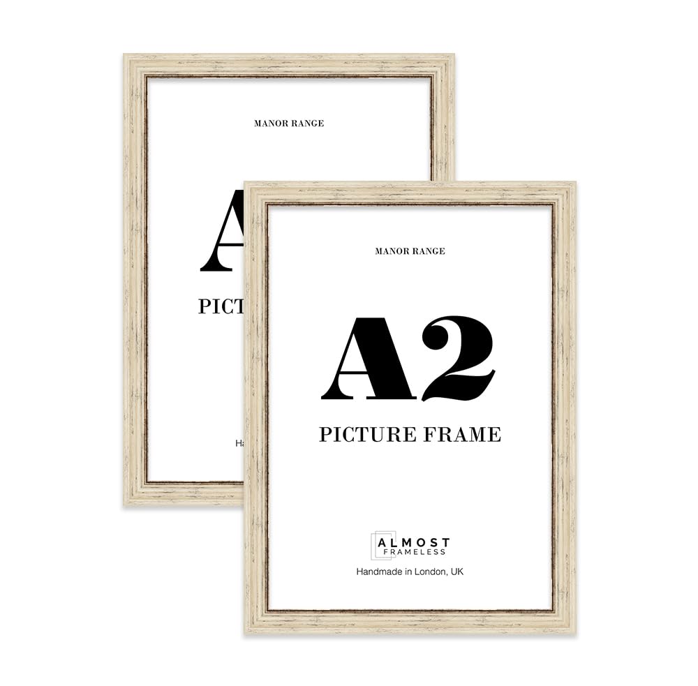A2 Picture Frame, Display A2 Pictures (41.9 x 59.4cm) - Distressed Cream Bold 42mm Edge Ideal for Home Gallery Display - 2 Pack — image 1