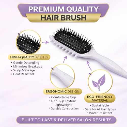 Image of KAIDAA Curl Defining Hair Brush for Curly & Wavy Hair | Detangling & Anti-Frizz Styling Brush for Wet & Dry Hair | For Thick & Frizzy Hair (Pack of 1) (White)
