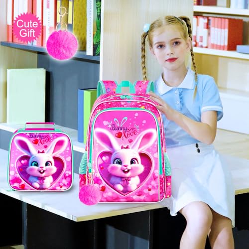 Image of 16 inch Backpack for Girls Boys 4-8, 3Pcs Kids Bookbag Set with Lunch Box, School Bag for Preschool Kindergarten