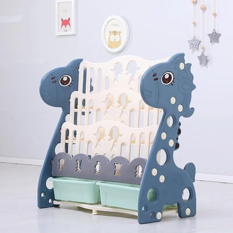 Image of Hukimoyo Book Shelf Cabinet for Kids with Toy Organizers Storage Box for Home Front Facing Display Storage Bookshelf Rack for Kid, 4‑Tier Book Shelves for Kids with Storage Bin