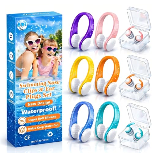 Multi-Color Swimming Nose and Ear Plugs (9-Pack)