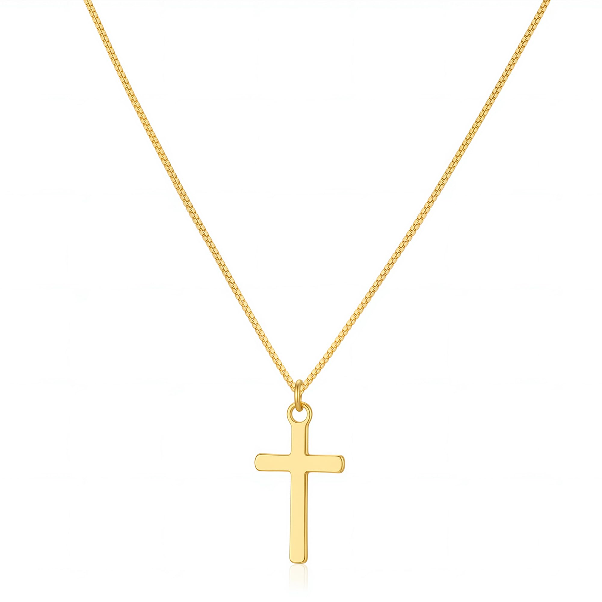 Cross Necklace for Women 14K Gold Silver Plated Dainty Small Cross Pendant Choker Simple Trendy Cute Cross Charm Chain Necklace Easter Basket Stuffers Baptism Religious Faith Jewelry Gift