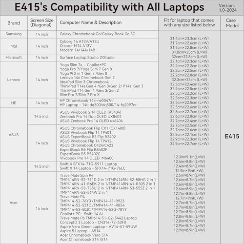 Image of Smatree 14.5 inch Laptop Sleeve for ASUS Vivobook S 14 OLED K5404, Zenbook Pro 14 Duo OLED UX8402, Zenbook Pro 14 OLED UX6404, 14 inch Protective Case with Accessory Pocket, YKK Zipper (E415)
