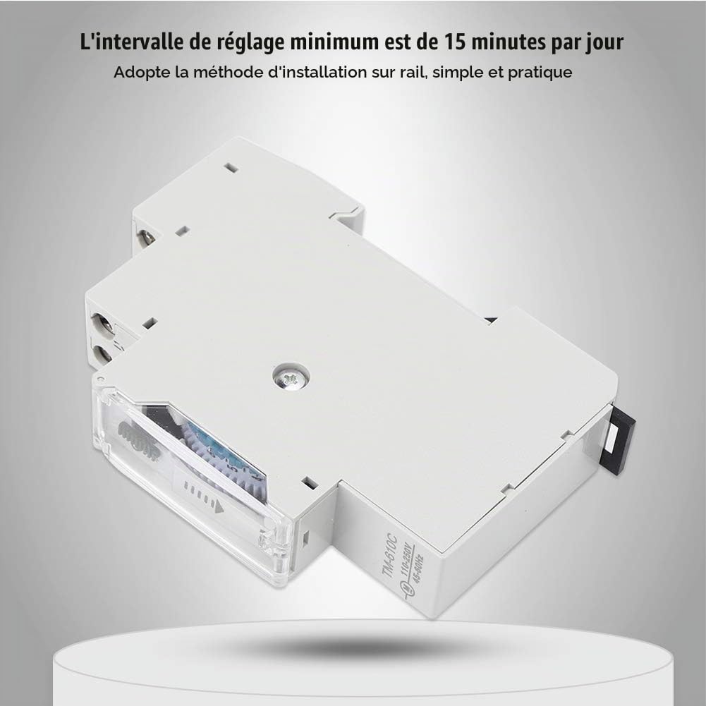 Interrupteur Horaire 1 Module TM610C – Interrupteur de Synchronisation Intelligent sur Rail 1P de Haute Précision pour éclairage Public et d'usine, 220 V AC, Intervalle Minimum de 15 Minutes