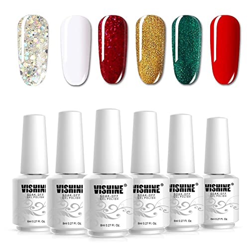 Set de esmaltes gel 6 colores Vishine colección Navidad miniatura 1