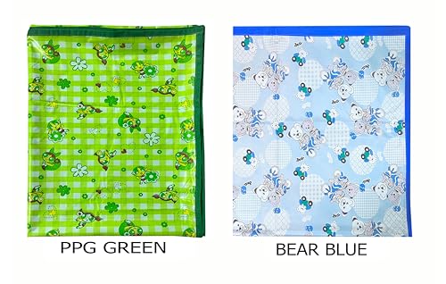 Image of EcoSoft Plastic Sheet,PVC Sheet for Kids,Rubber Sheet for Babies,Bed Wetting Protector(90 x 135 cm) (Blue Bear & Green PPG)