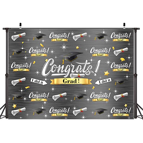 Lofaris Graduation Backdrop Class Of 2023 Grey Silvery Shinning Star Congradulation Photography Backdrop Bachelor Cap Congrats Grad Celebration Party Background Photo Booth Studio Props Banner 7X5Ft #TOP1
