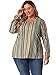 Agnes Orinda Plus Size Blouses for Women Boho Color Block Elastic Cuff Long Sleeve Striped Tops 3X Multicolor