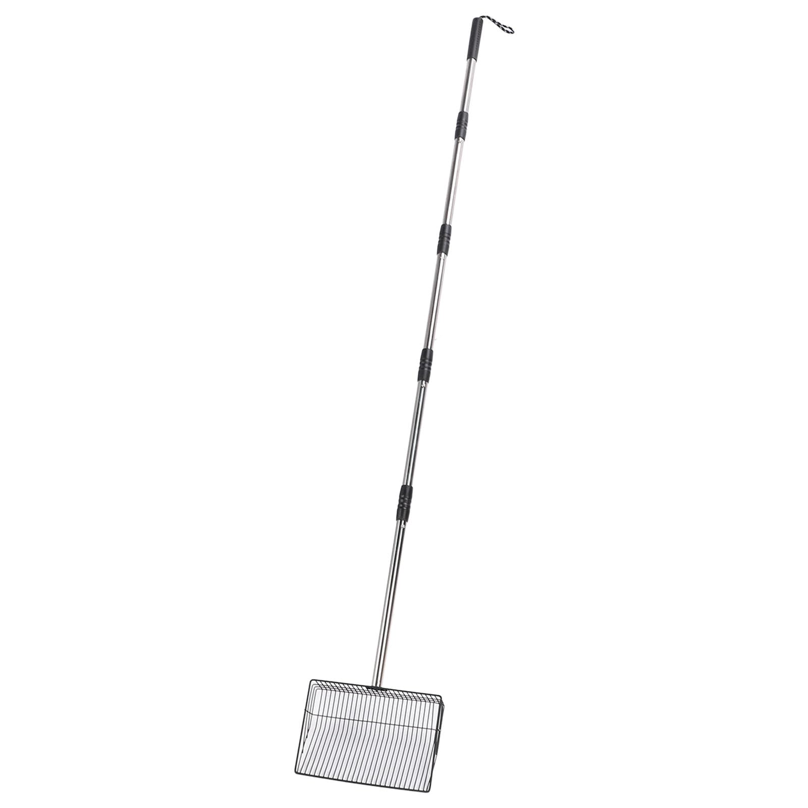 Pala per setacciare la lettiera regolabile in acciaio inossidabile con manico estensibile per la pulizia della lettiera del gatto del pollaio 25x17x6 cm