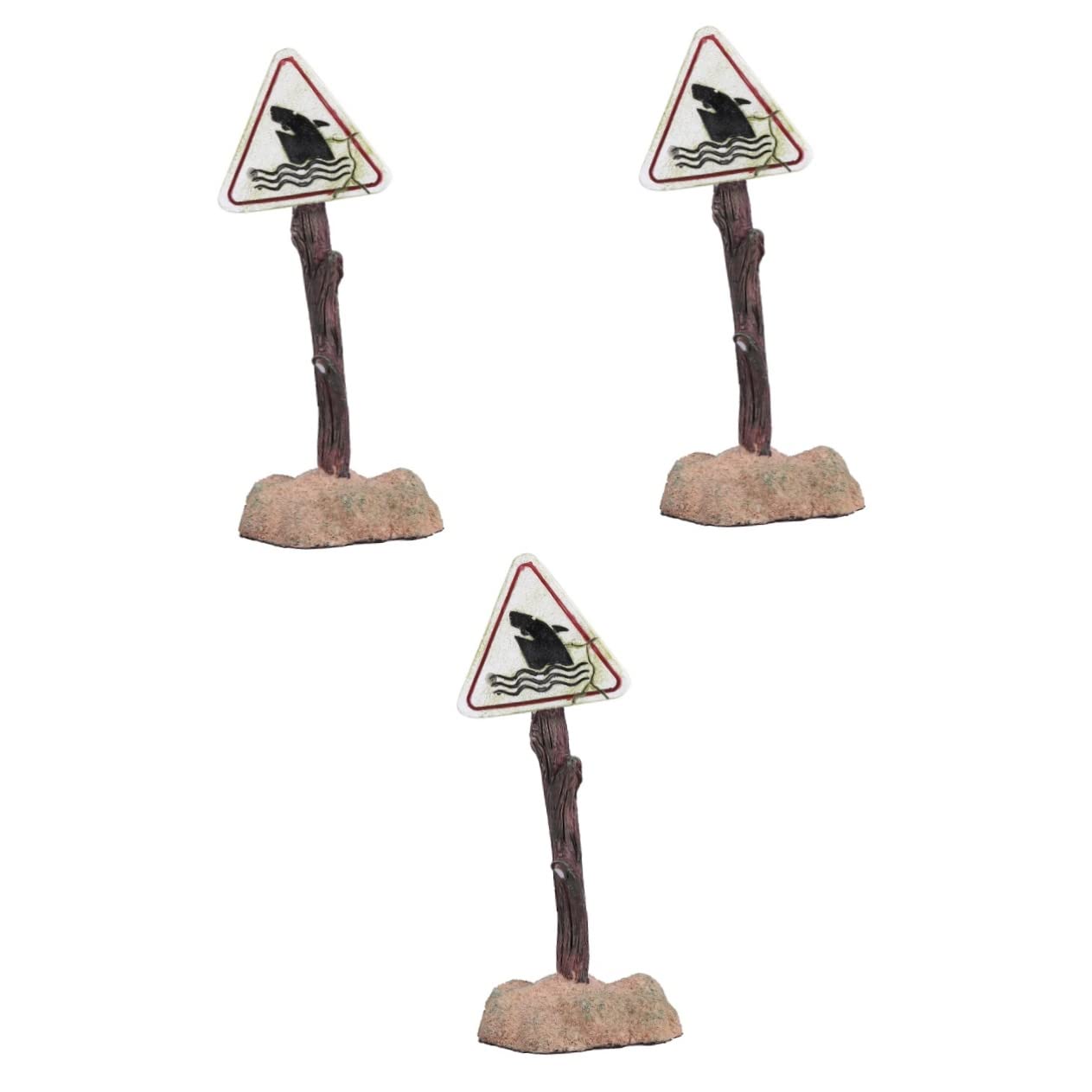 Kisangel 3piezas Adorno De Resina para Acuarios Señal De Advertencia De Decoración Divertida para Peceras Accesorio Creativo De Paisajismo Acuático para Acuarios De Agua Dulce y Salada